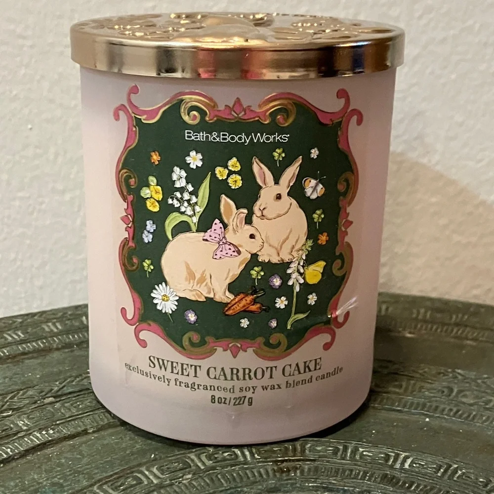 Bath & Body Works Pink & Green Sweet Carrot Cake Candle